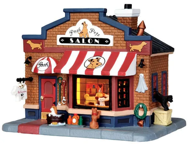 lemax-posh-pets-salon-b-timent-miniature-de-village-illumin image 1