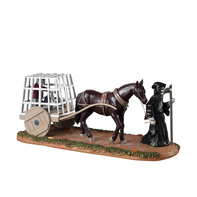 lemax-dungeon-cart-figurine-spooky-town-chariot-squelette image 1