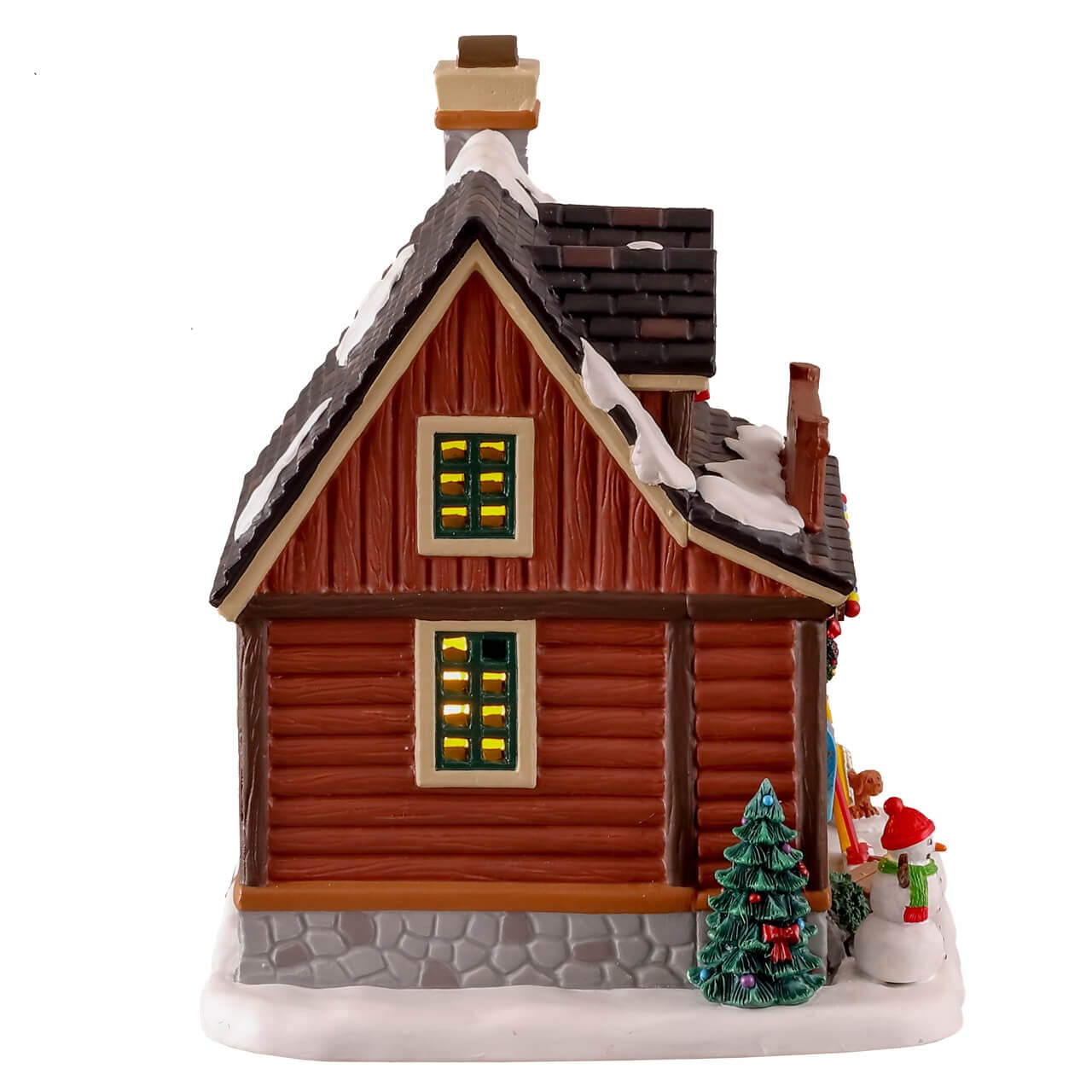 lemax-our-family-ski-cabin-chalet-de-ski-miniature-lumineux image 2