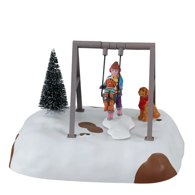 lemax-puppy-gets-a-swing-ride-sc-ne-anim-e-balan-oire-chiot image 1
