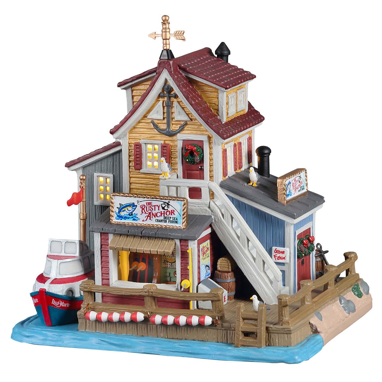 lemax-the-rusty-anchor-deep-sea-charter-fishing-b-timent-miniature-bord-de-mer image 4