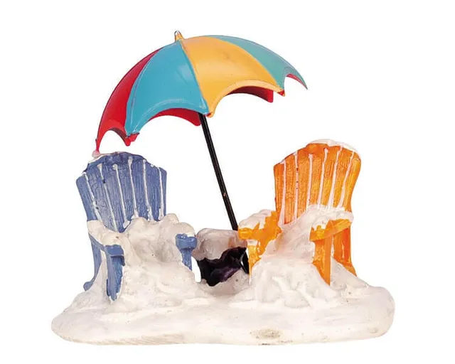 lemax-beach-chairs-lot-chaises-de-plage-miniatures image 1