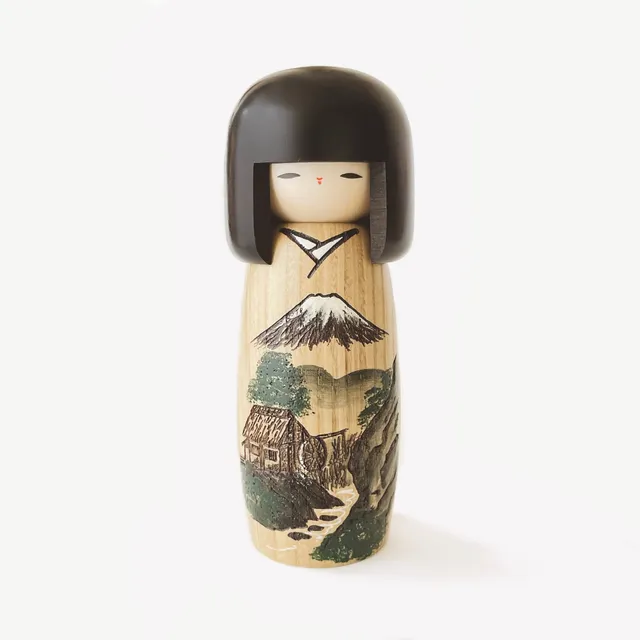 usaburo-kokeshi-sansui-fuji-figurine-artisanale-19-cm image 1