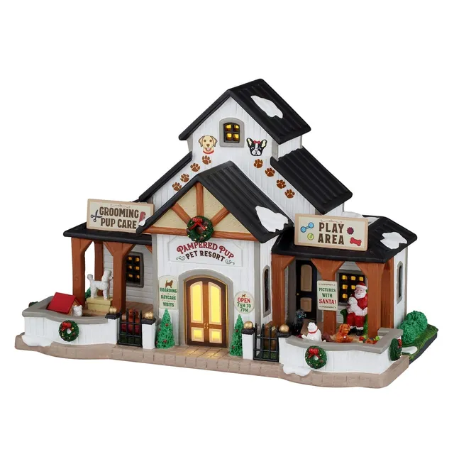 lemax-pampered-pup-pet-resort-b-timent-miniature-lumineux image 1