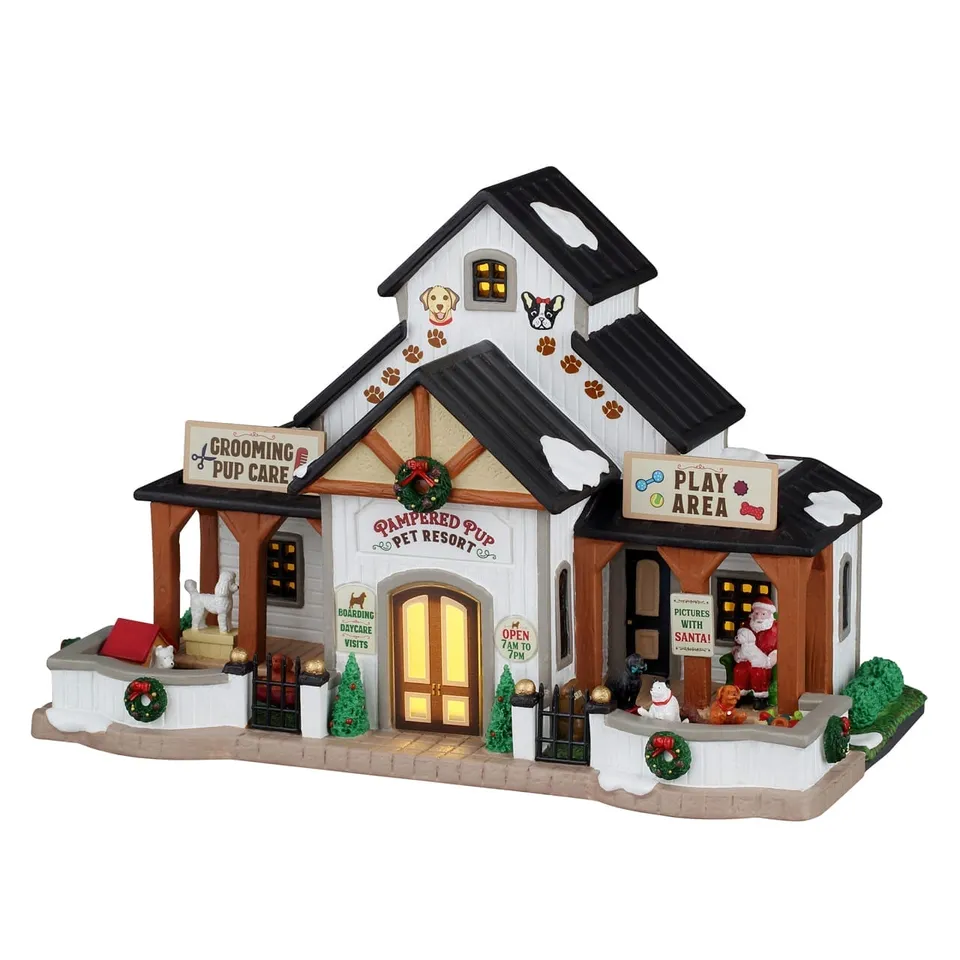 lemax-pampered-pup-pet-resort-b-timent-miniature-lumineux image 1