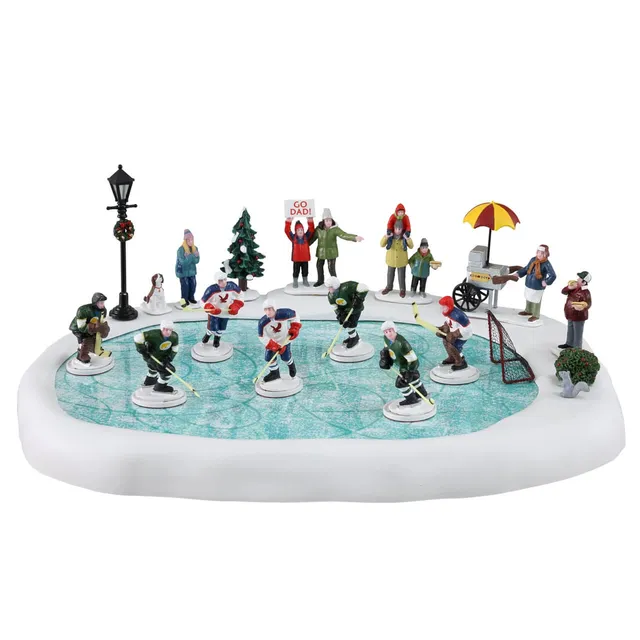 lemax-hockey-in-the-park-set-of-19-sc-ne-hockey-sur-glace-miniature image 1
