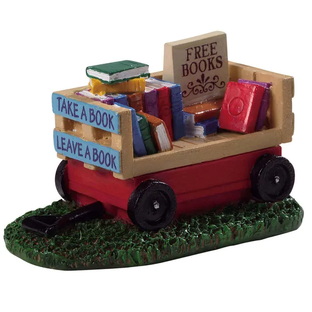 lemax-general-products-book-wagon-chariot-livres-figurine-miniature image 1