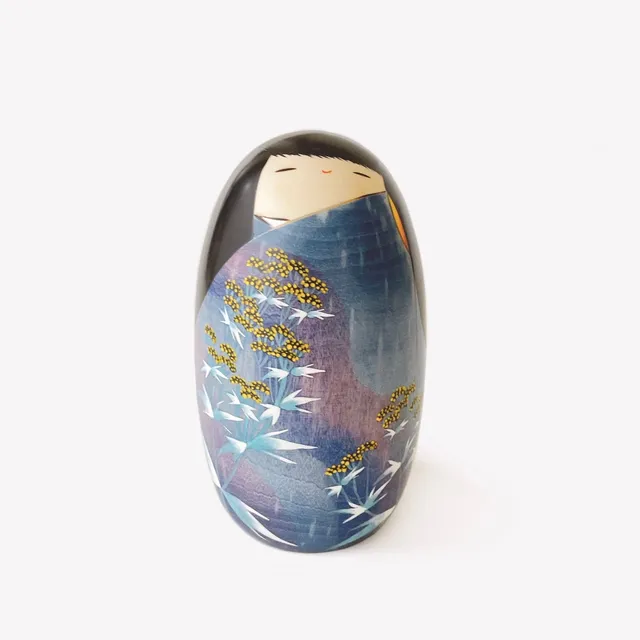 usaburo-kokeshi-hana-no-kokoro-figurine-fleur-d-automne-en-bois image 1