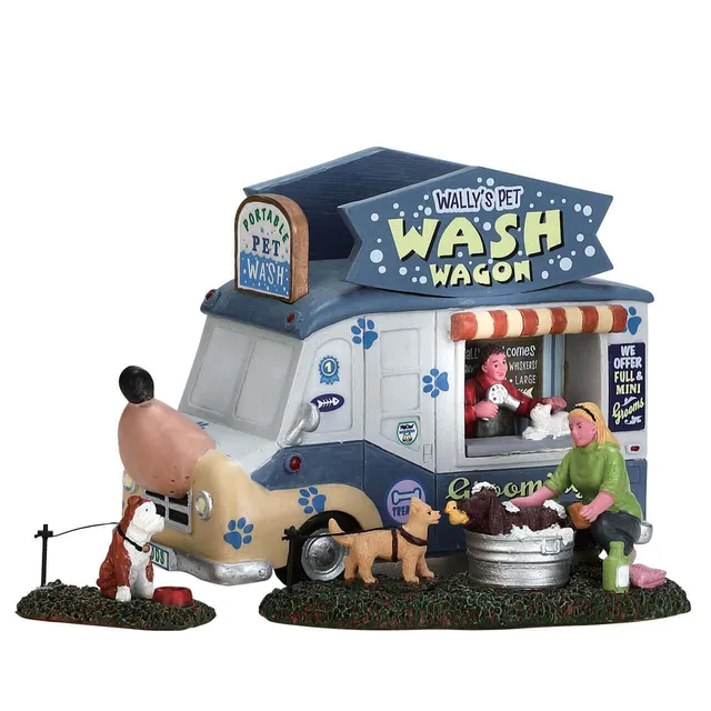 lemax-wally-s-pet-wash-wagon-set-de-3-figurines-miniatures image 1
