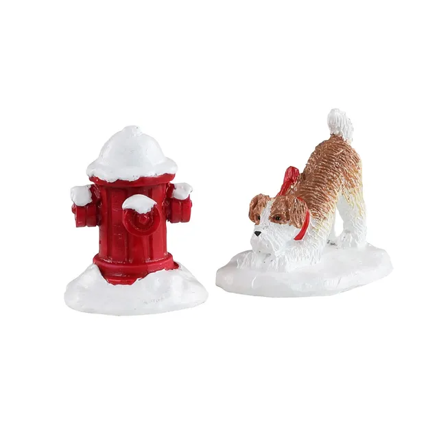 lemax-snow-hydrant-set-2-figurines-miniatures-chien-et-borne-neige image 1