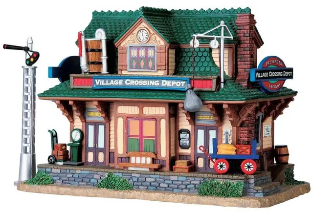 lemax-village-crossing-depot-set-of-2-b-timents-miniatures image 1