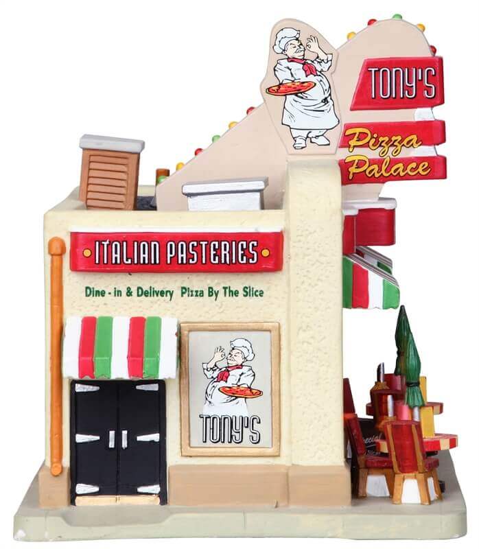 lemax-tony-s-pizza-palace-b-timent-miniature-de-village-anim image 2