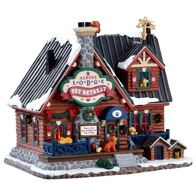 lemax-alpine-lodge-pet-retreat-chalet-miniature-vail-village image 1