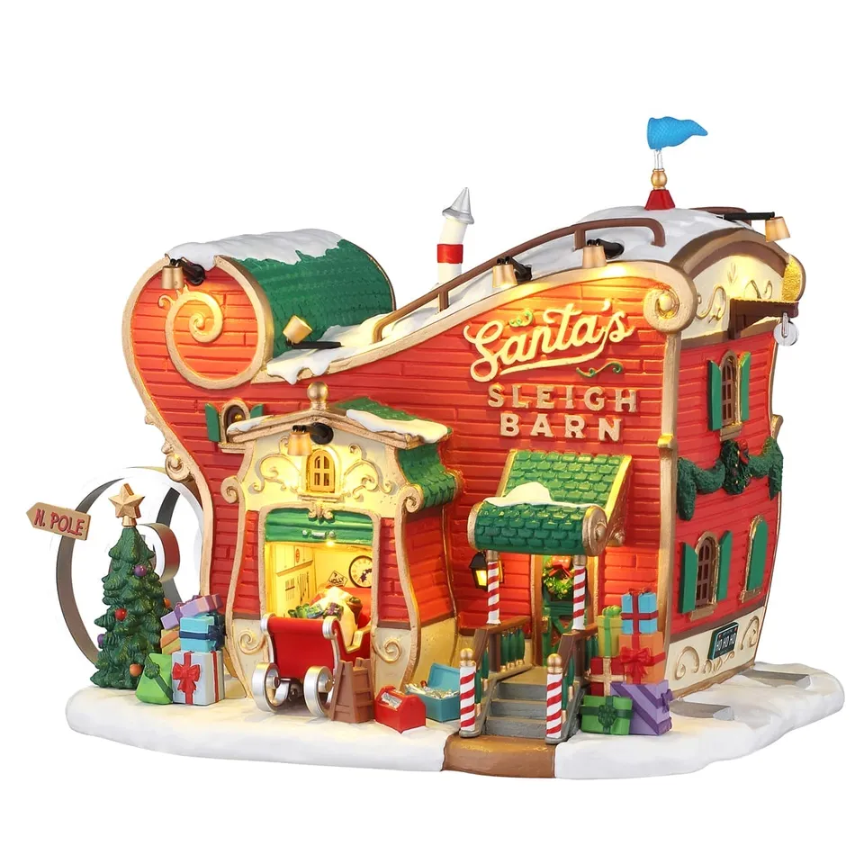 lemax-santa-s-sleigh-barn-b-timent-lumineux-santa-s-wonderland image 1