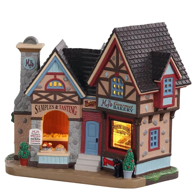 lemax-mj-s-gourmet-bakery-maison-miniature-boulangerie-tudor-illumin-e image 1