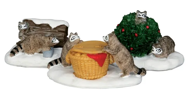 lemax-rascal-raccoons-set-of-3-lot-3-ratons-laveurs-miniatures image 1