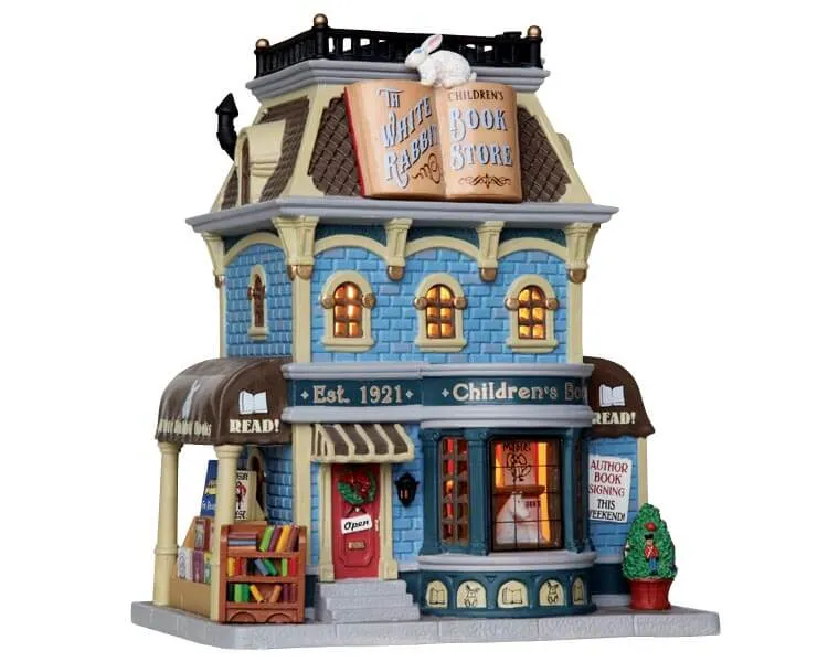 lemax-white-rabbit-book-store-librairie-miniature-village image 1