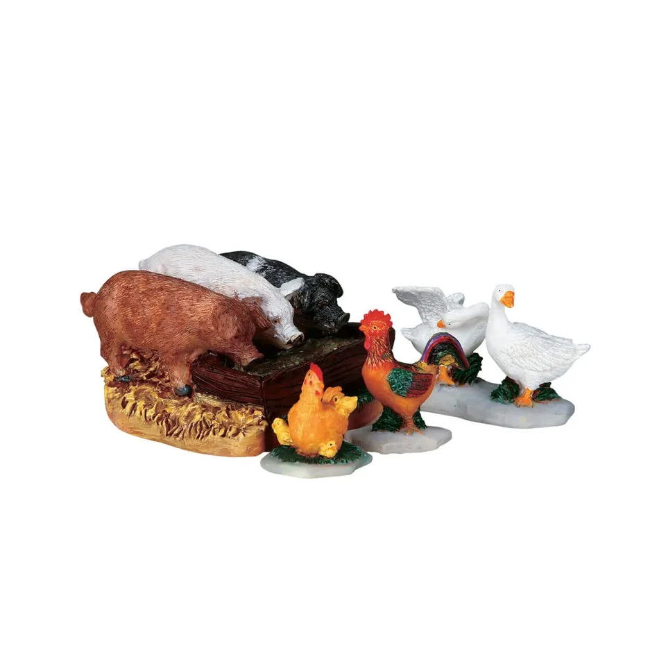 lemax-the-hog-trough-set-of-4-accessoires-miniatures-ferme image 1