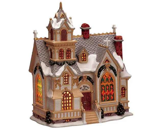 lemax-st-gabriel-church-glise-miniature-illumin-e image 1
