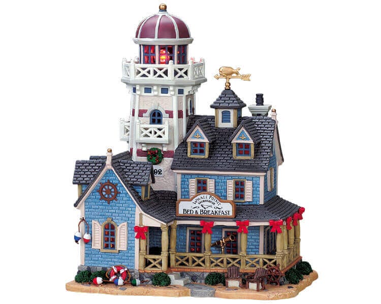 lemax-whale-point-lighthouse-bed-breakfast-phare-miniature-village image 1