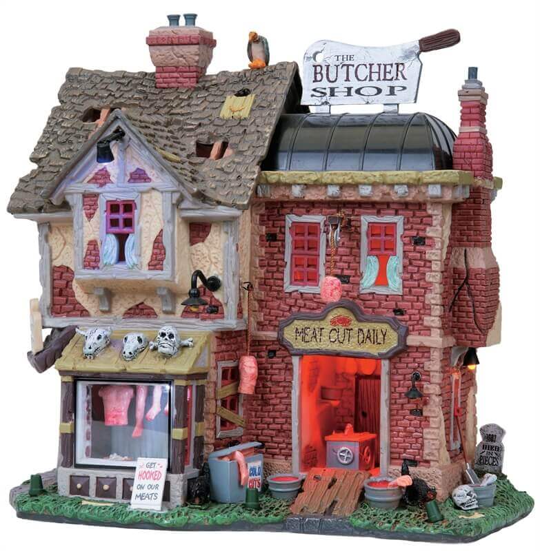 lemax-the-butcher-shop-maison-hant-e-spooky-town-anim-e image 1