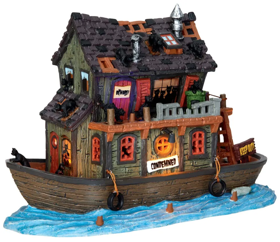 lemax-haunted-houseboat-bateau-hant-lumineux-spooky-town image 1