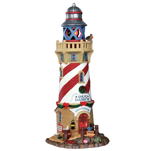 lemax-snug-harbor-lighthouse-phare-miniature-anim-faisceau-rotatif image 1