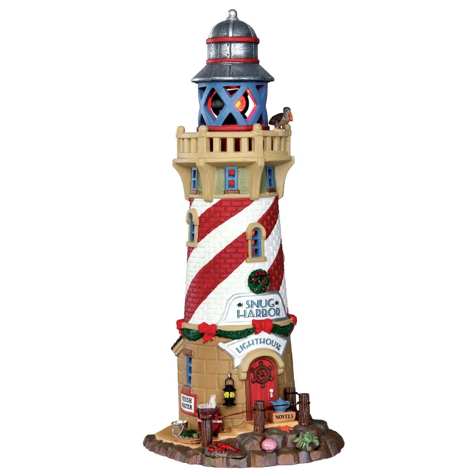 lemax-snug-harbor-lighthouse-phare-miniature-anim-faisceau-rotatif image 1