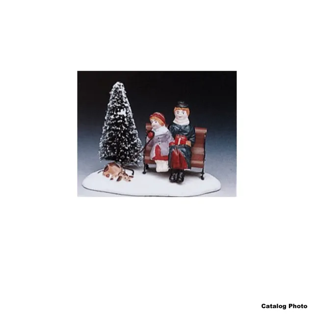 lemax-park-bench-people-figurine-miniature-banc-public image 1
