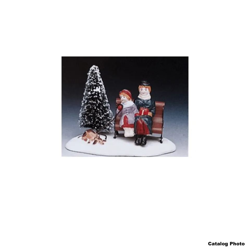 lemax-park-bench-people-figurine-miniature-banc-public image 1