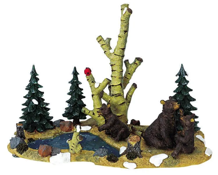 lemax-mama-bear-and-cubs-figurine-ours-miniature-village image 1