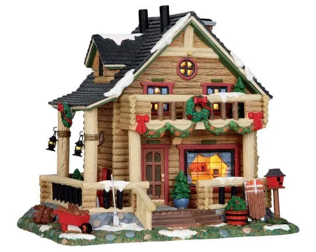 lemax-hidden-hills-cabin-cabane-miniature-de-village-de-no-l image 1