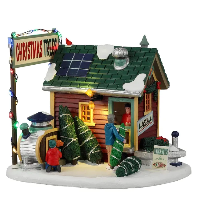 lemax-tiny-house-tree-lot-stand-sapins-miniatures-vail-village image 1
