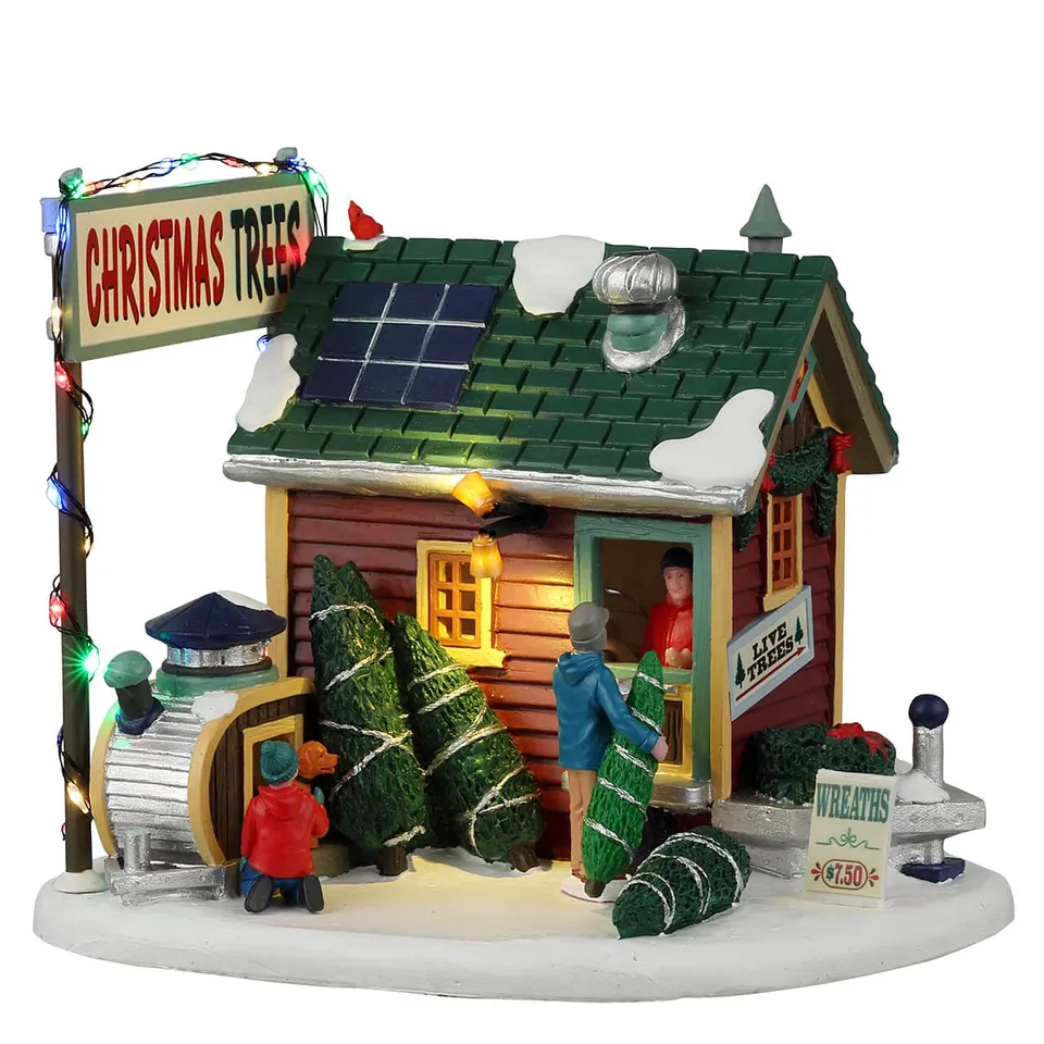 lemax-tiny-house-tree-lot-stand-sapins-miniatures-vail-village image 1