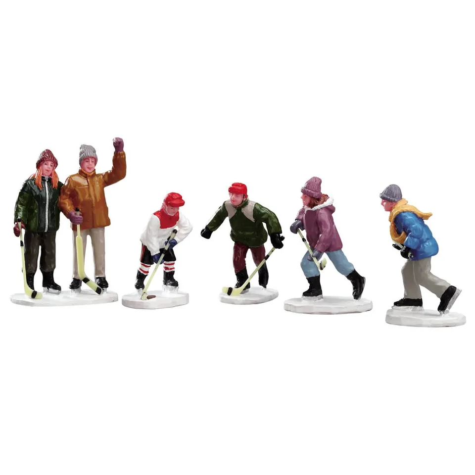 lemax-the-home-team-set-of-5-figurines-miniatures-quipe-sportive-vail-village image 1