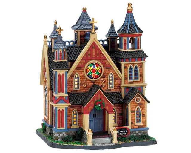 lemax-st-francis-church-glise-miniature-illumin-e image 1