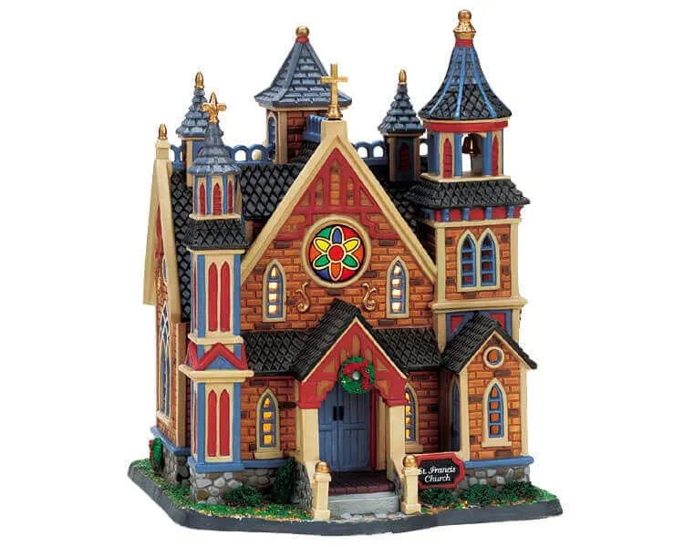 lemax-st-francis-church-glise-miniature-illumin-e image 1