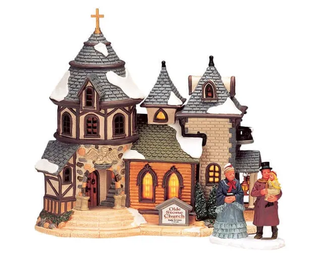 lemax-olde-stone-church-b-timent-miniature-de-village image 1
