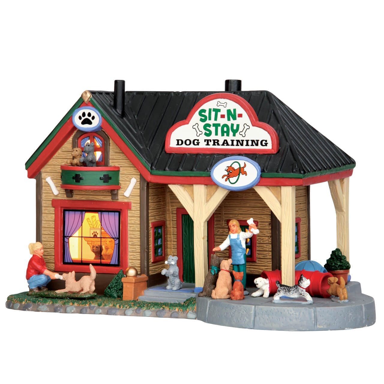 lemax-sit-n-stay-dog-training-figurine-miniature-dressage image 1