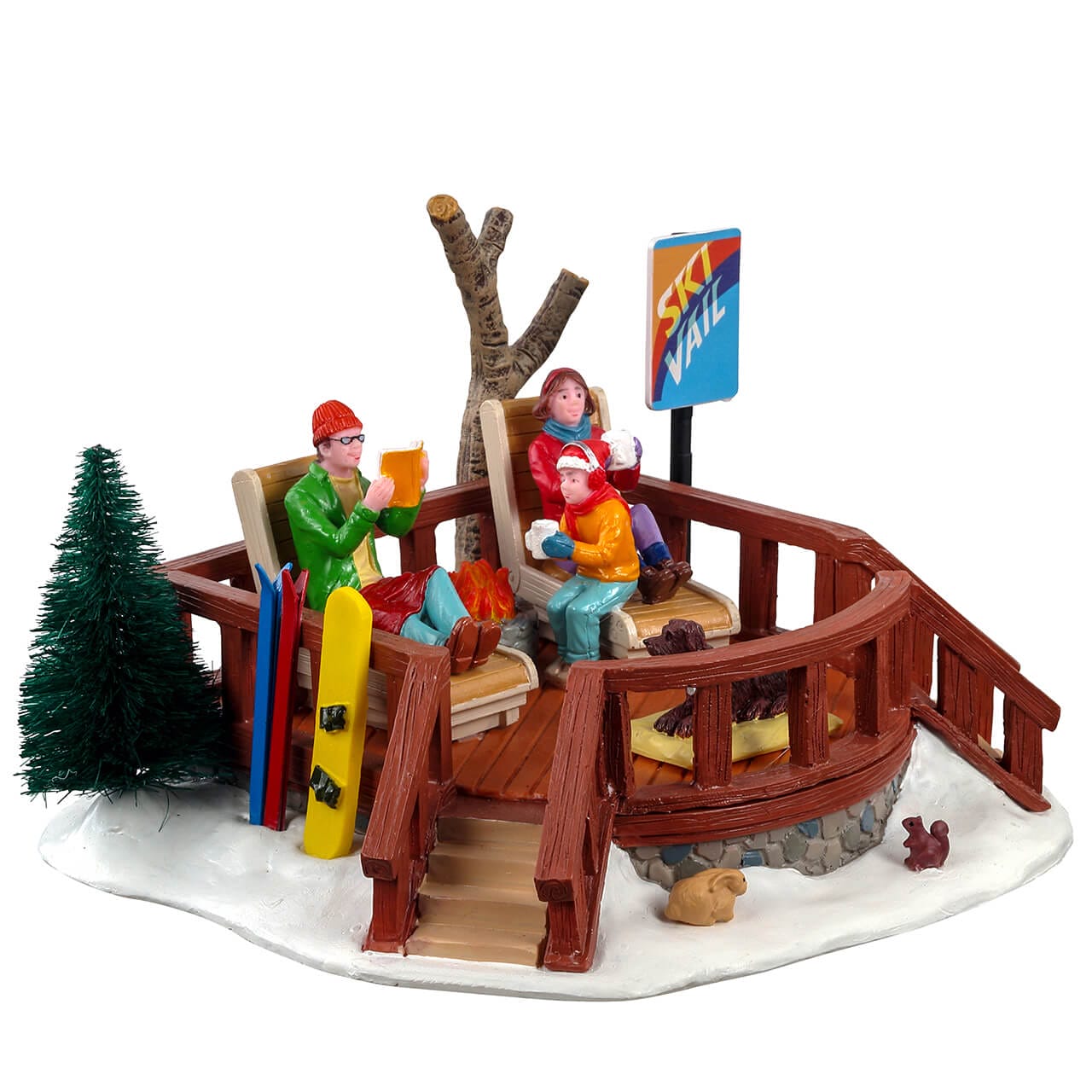 lemax-sun-on-the-slopes-figurine-miniature-vail-village-skieurs-en-terrasse image 5