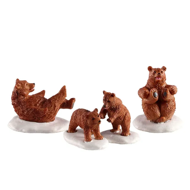 lemax-bear-family-snow-day-famille-d-ours-miniature-vail-village image 1