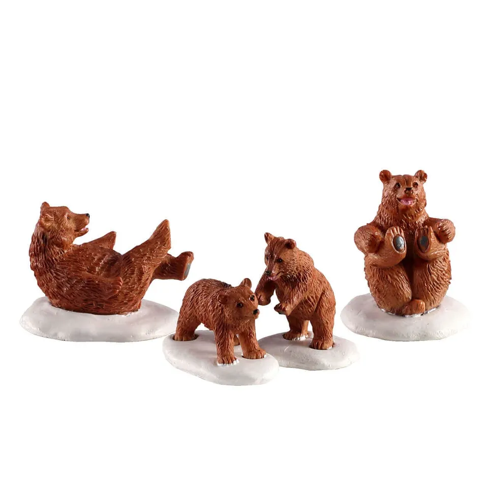 lemax-bear-family-snow-day-famille-d-ours-miniature-vail-village image 1