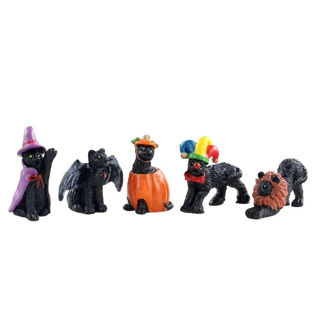 lemax-halloween-cats-set-5-figurines-chats-noirs-spooky-town image 1