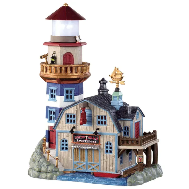 lemax-lobster-shack-lighthouse-phare-miniature-anim image 1