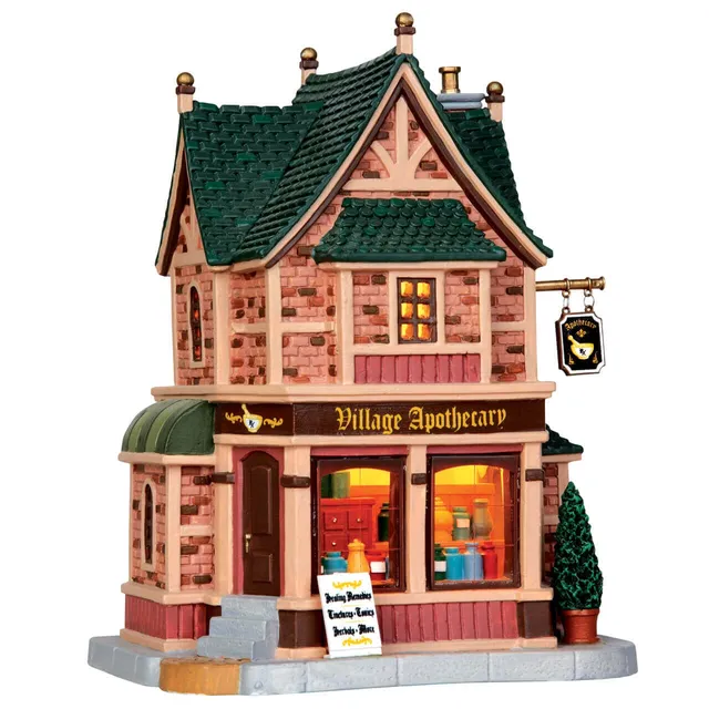 lemax-village-apothecary-boutique-apothicaire-miniature-lumineuse image 1