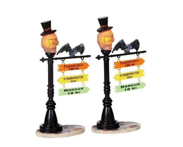 lemax-skull-street-lamp-lampadaire-miniature-spooky-town-2 image 1