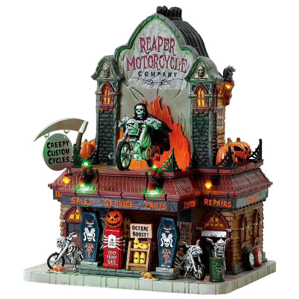 lemax-reaper-motorcycle-co-b-timent-spooky-town-lumineux image 1