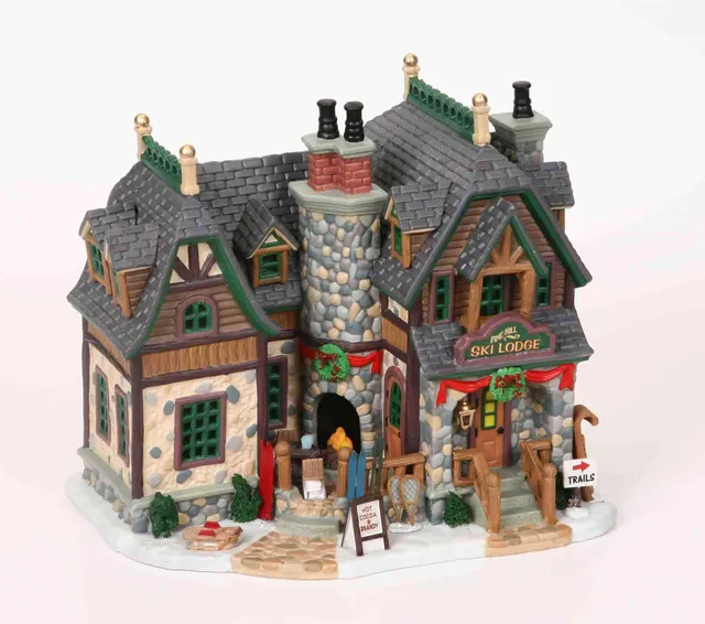 lemax-pine-hill-ski-lodge-chalet-de-ski-miniature image 1