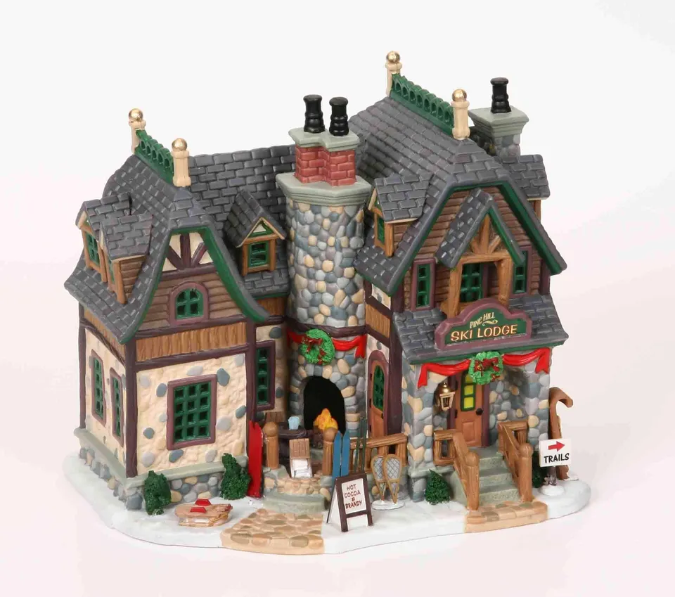 lemax-pine-hill-ski-lodge-chalet-de-ski-miniature image 1