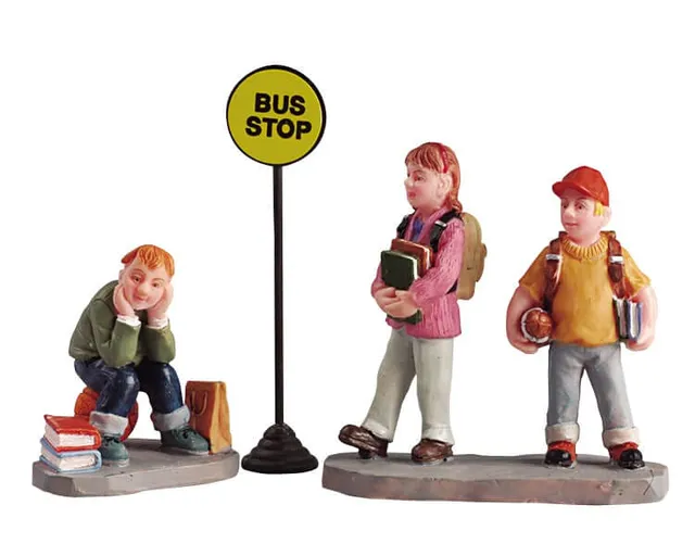 lemax-waiting-for-the-bus-figurine-village-miniature image 1